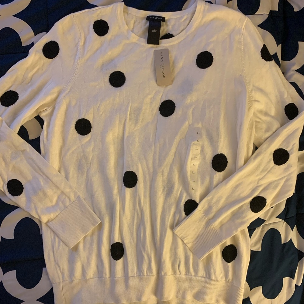 Ann Taylor! Brand new with tags, black and white polka dot top!